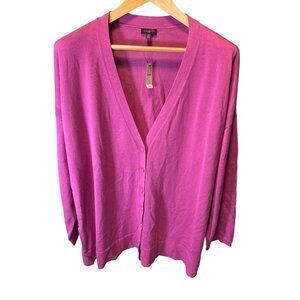 Talbots NWT Plus Pink Long Sleeve V-Neck Button Up Knit Cardigan SZ 3XL